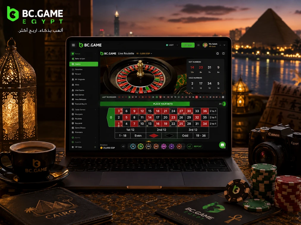 أقسام Slots وLive Casino وBC Originals في BC Game مصر