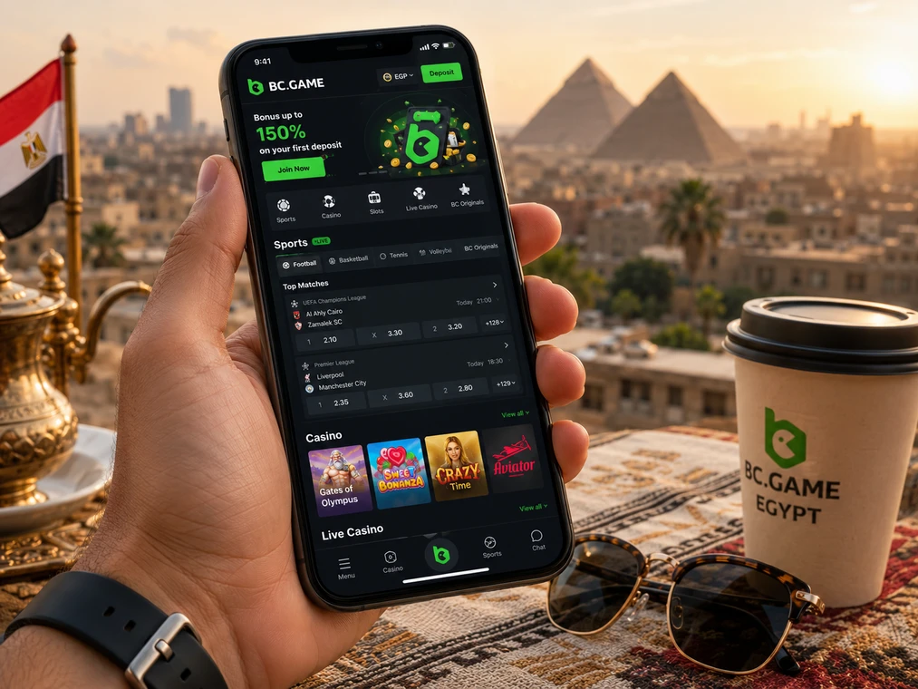 واجهة BC Game مصر على الهاتف للكازينو وSportsbook وWallet